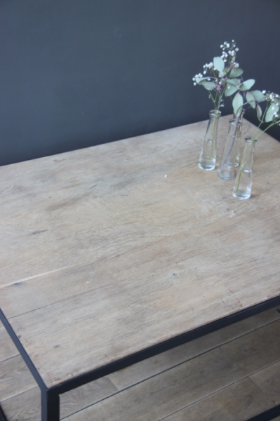 3 table metal et chêne